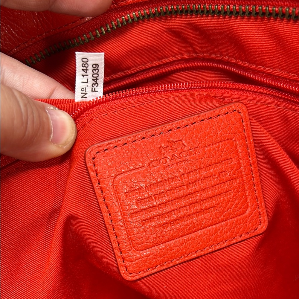 Coach Red Pebble Leather Mickie Tote Shoulder Bag Purse F34039 - Picture 8 of 12